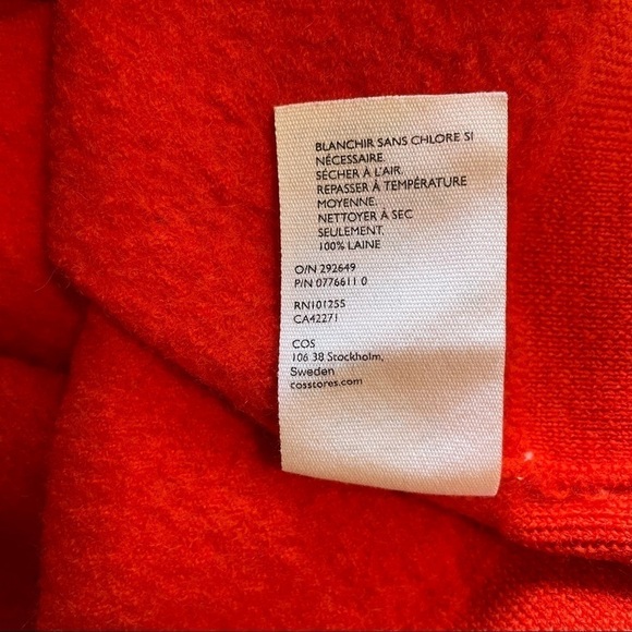 COS 100% Wool Red Hooded Pullover Cozy Sweater XS - Picture 5 of 6